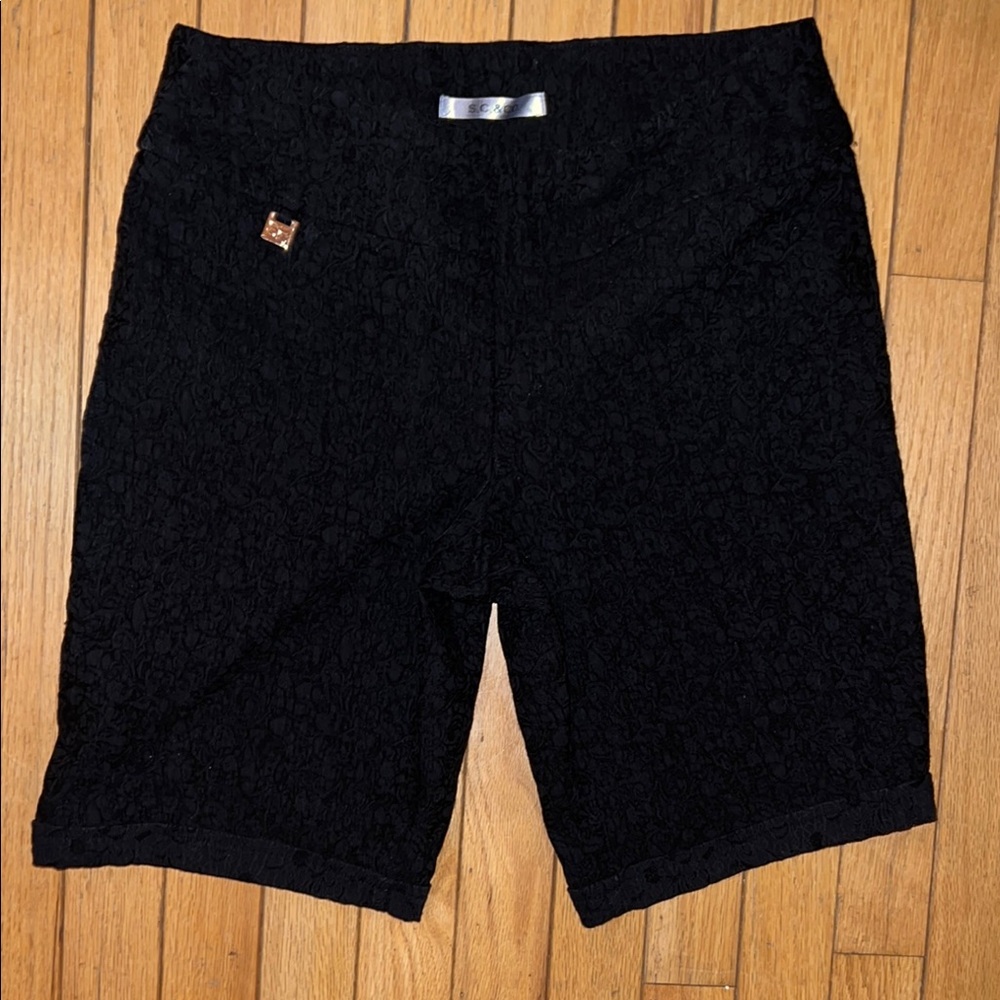 S. C. & CO black fabric jorts